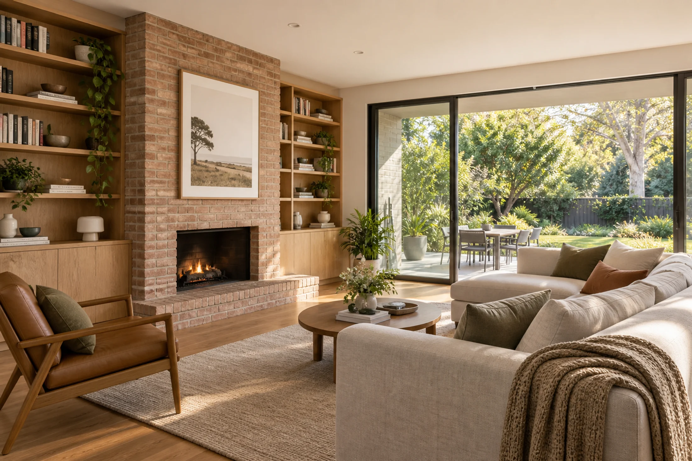 Bright Australian family living room opening onto the garden