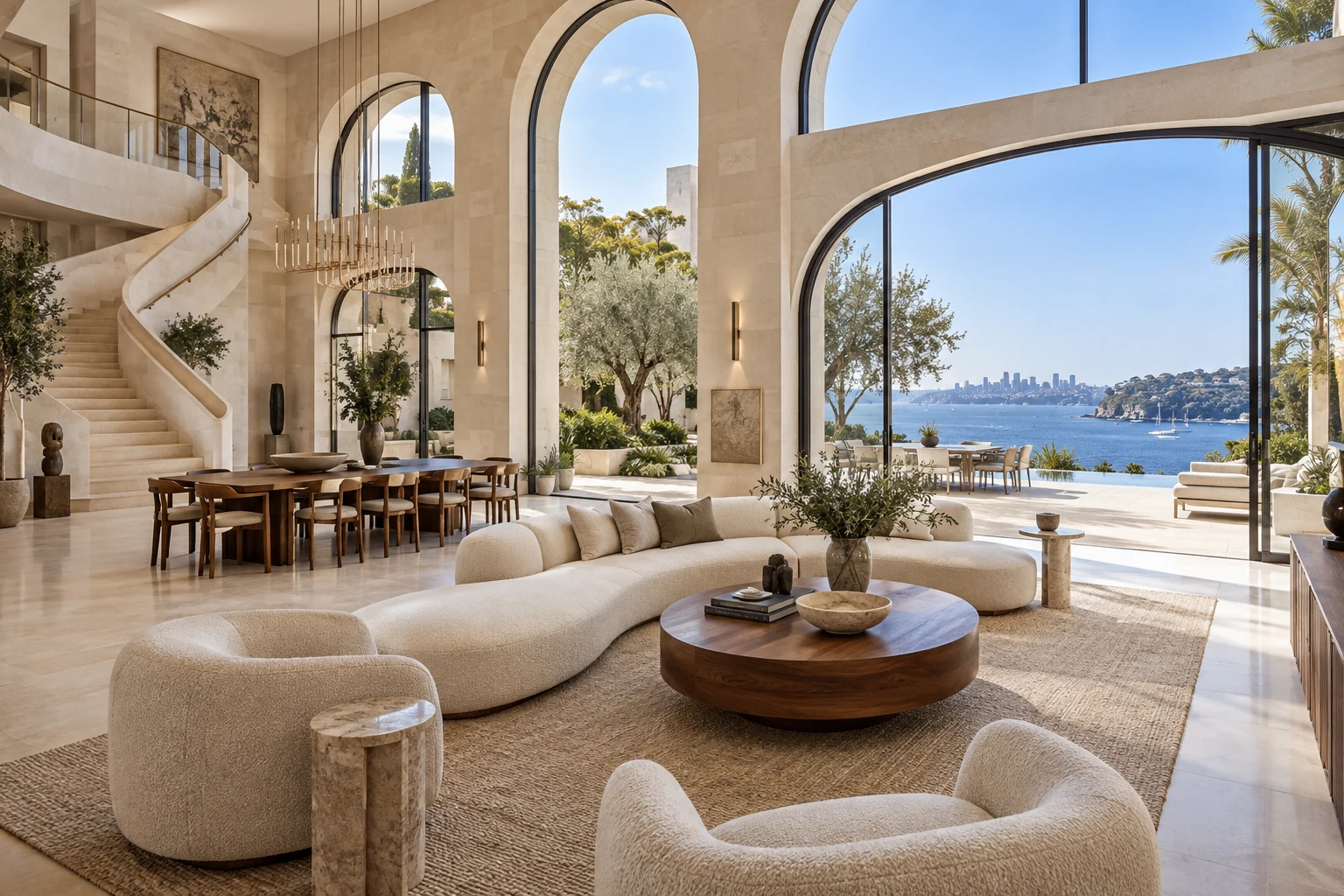 A grand Mediterranean-style Australian luxury home overlooking the harbour